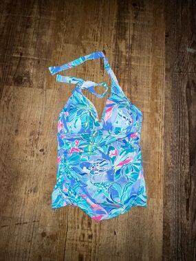Lilly Pulitzer Tankini Swimsuit Top Celestial Seas Women’s Size 8 Tropical